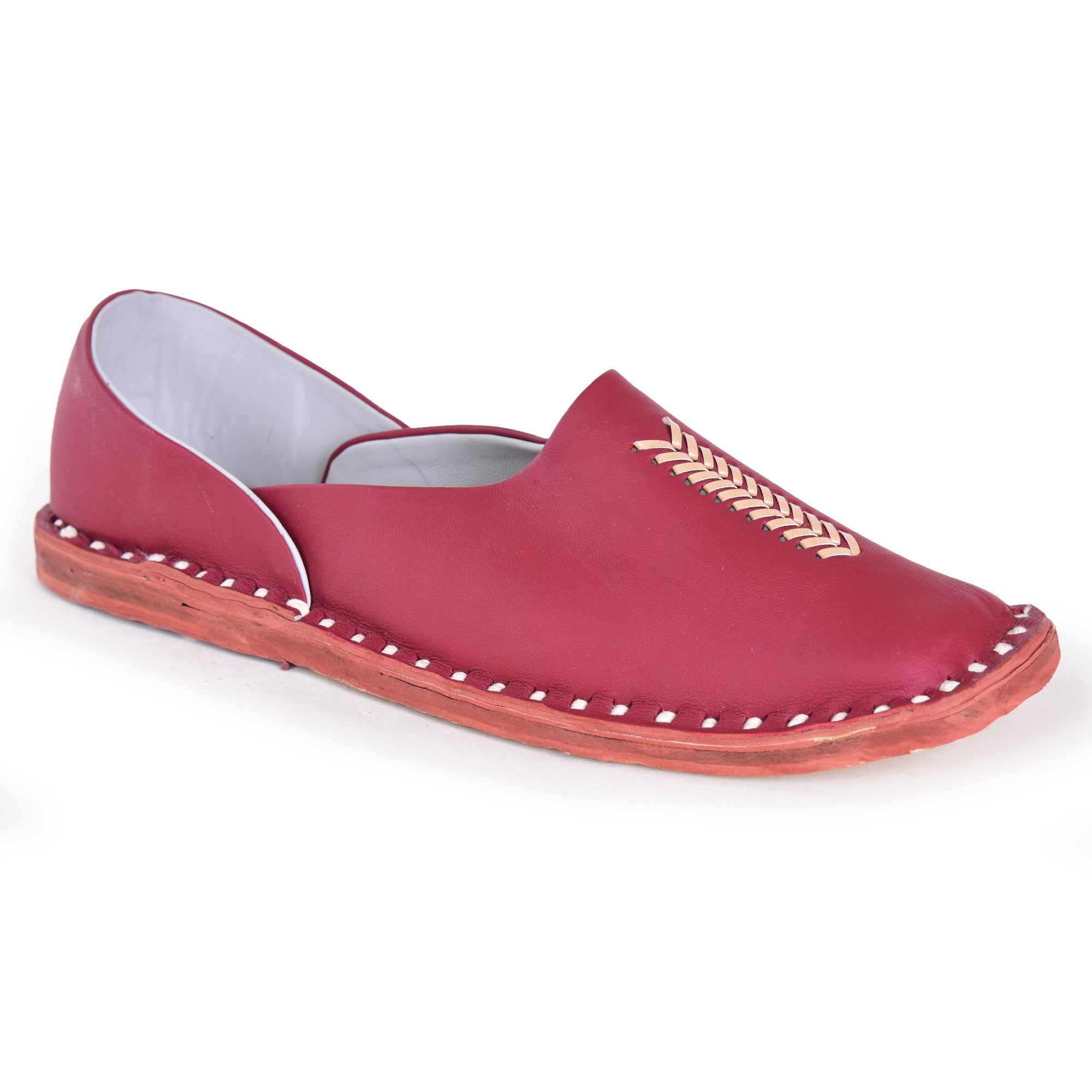 Leather Maroon Jutis For Men
