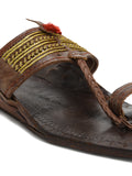 Kolapuri Centre Leather Brown Kolhapuri Jari Sandal