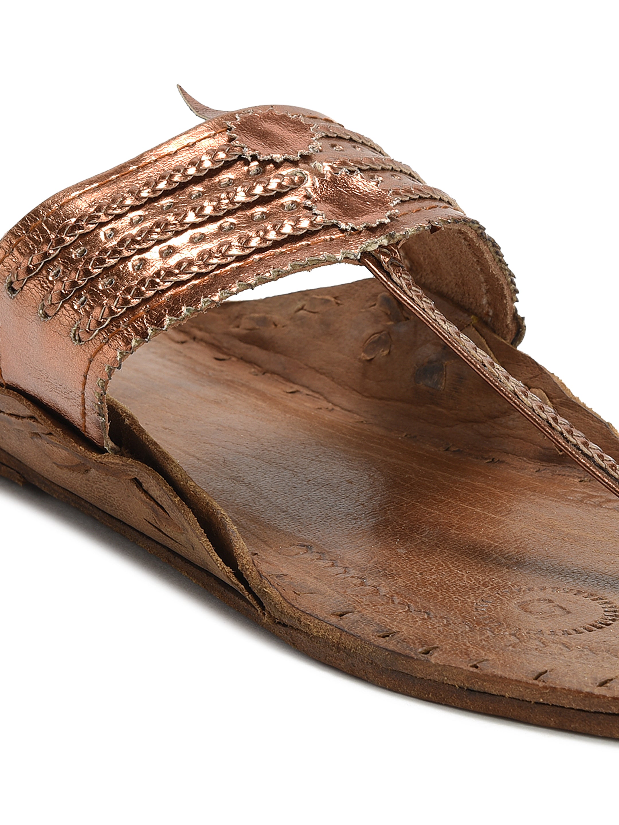 Women's Leather Copper Kolhapuri Sandal