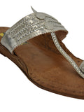 Women's Leather Silver Kolhapuri Sandal