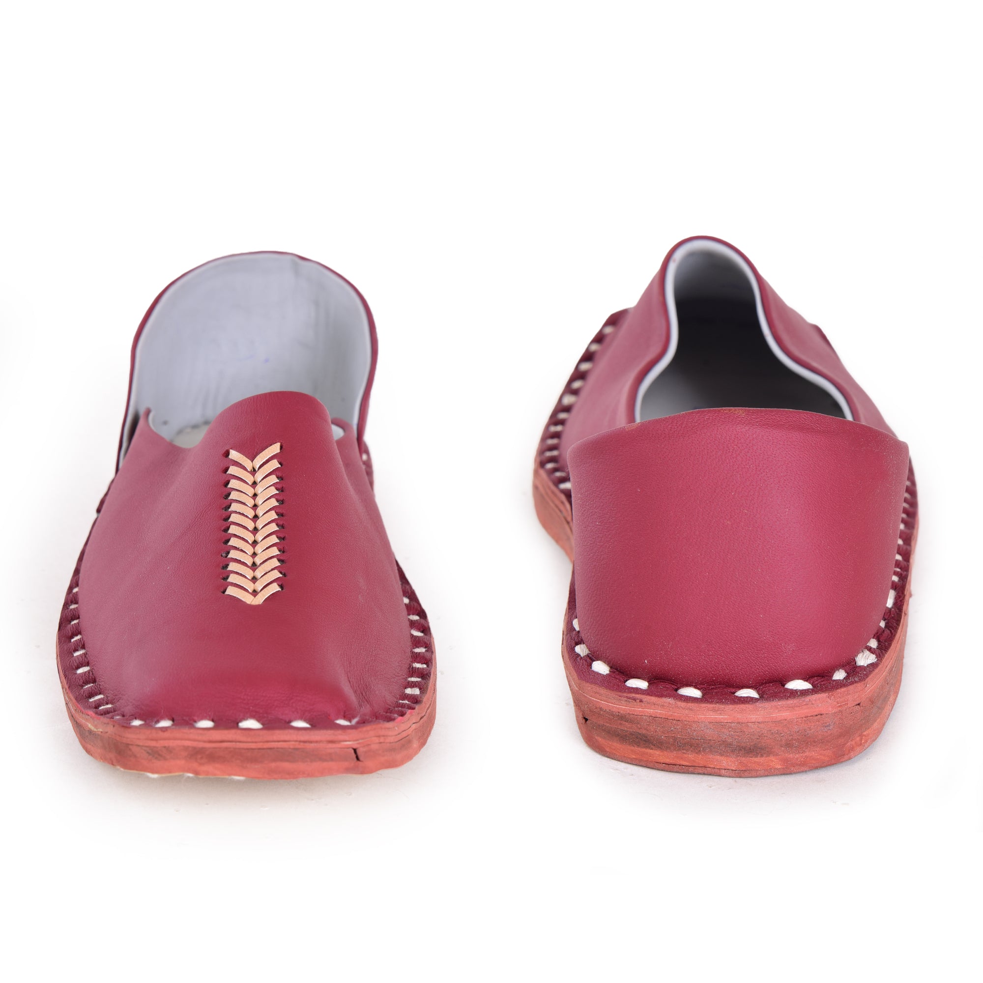 Leather Maroon Jutis For Men