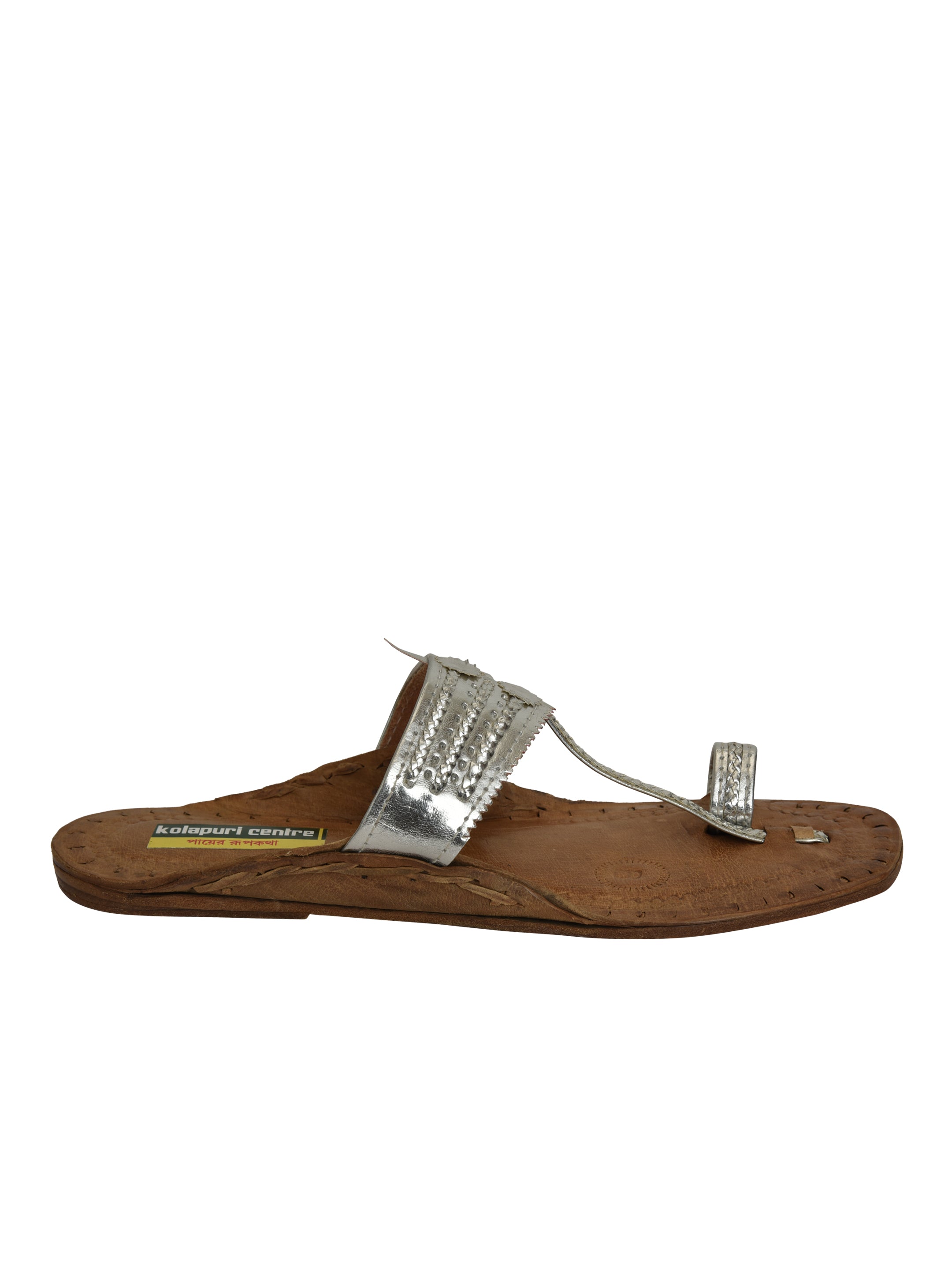 Women's Leather Silver Kolhapuri Sandal