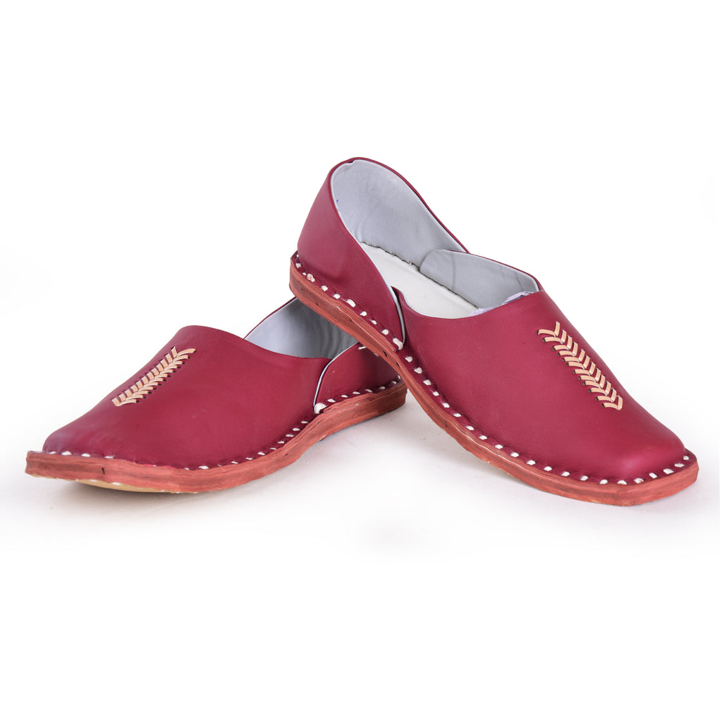 Leather Maroon Jutis For Men