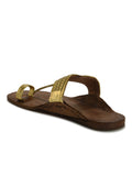 Women's Leather Gold Kolhapuri Sandal