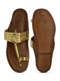 Women's Leather Gold Kolhapuri Sandal