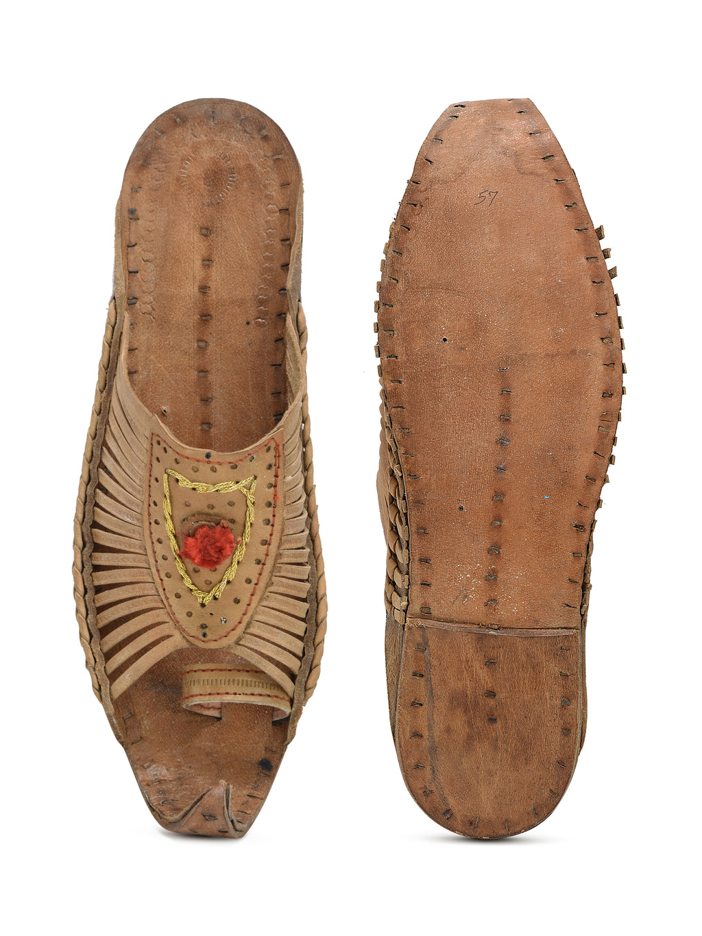 Kolapuri Centre Leather Tan Kolhapuri Sandals