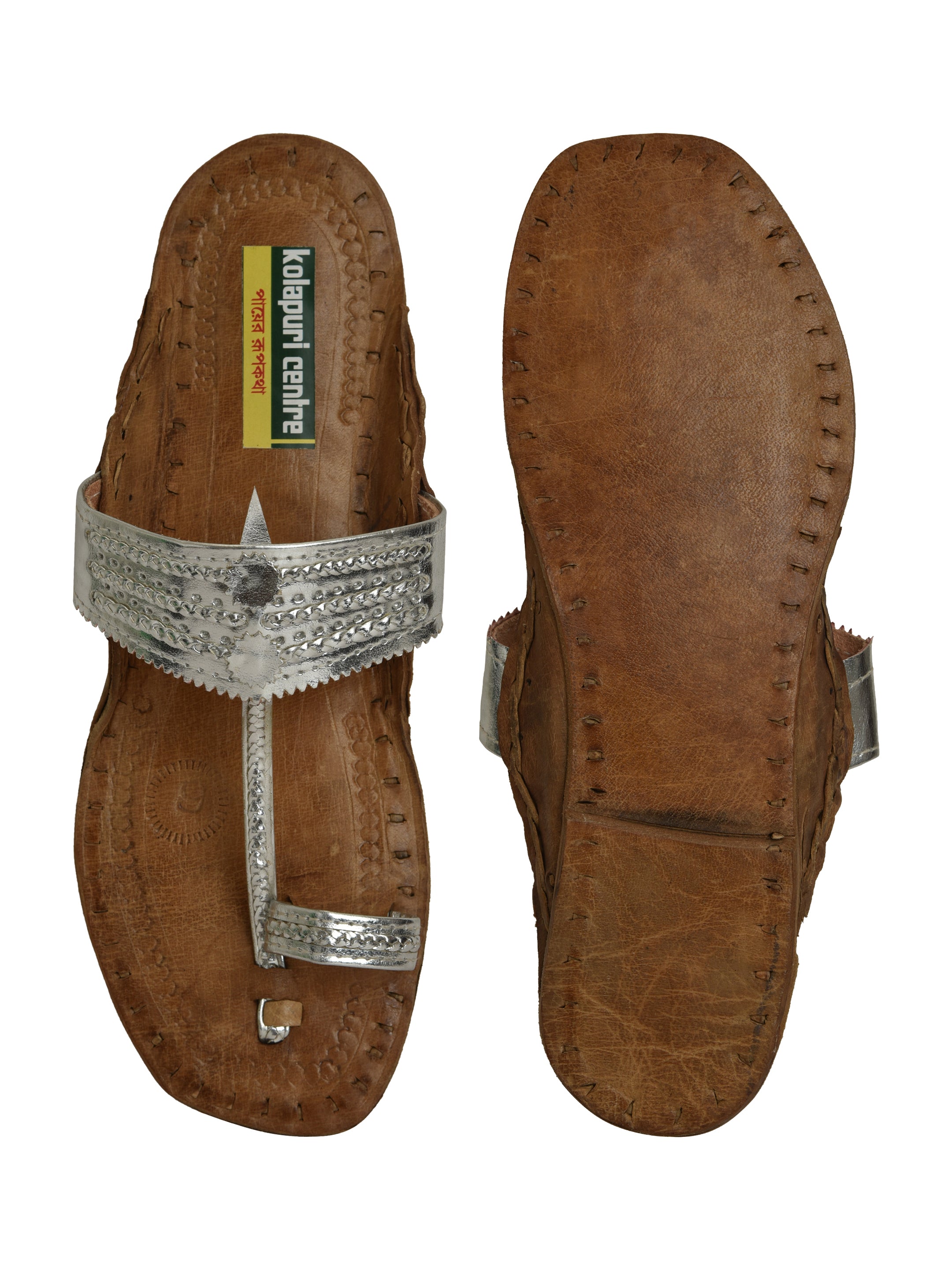 Women's Leather Silver Kolhapuri Sandal
