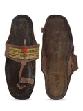 Kolapuri Centre Leather Brown Kolhapuri Jari Sandal