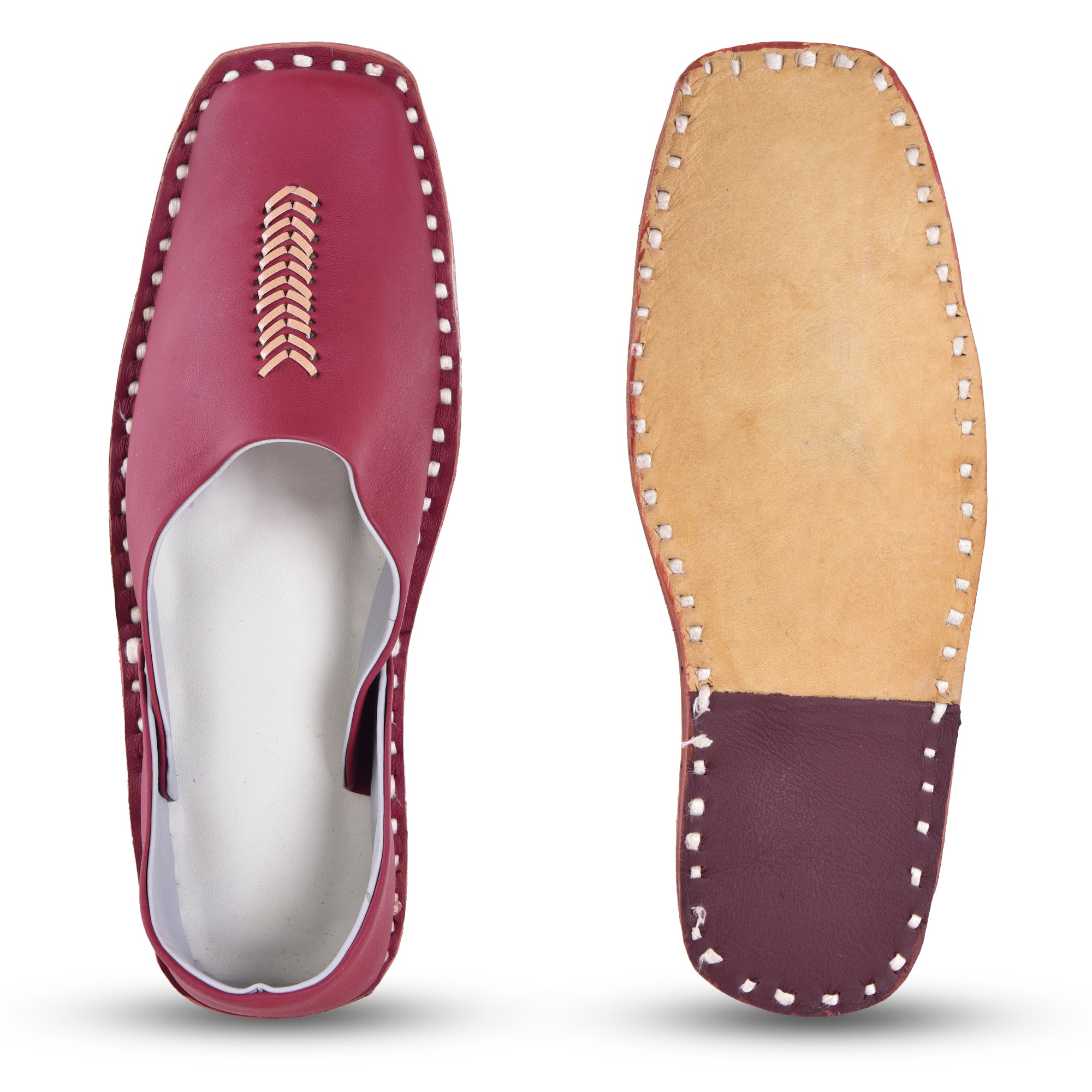Leather Maroon Jutis For Men