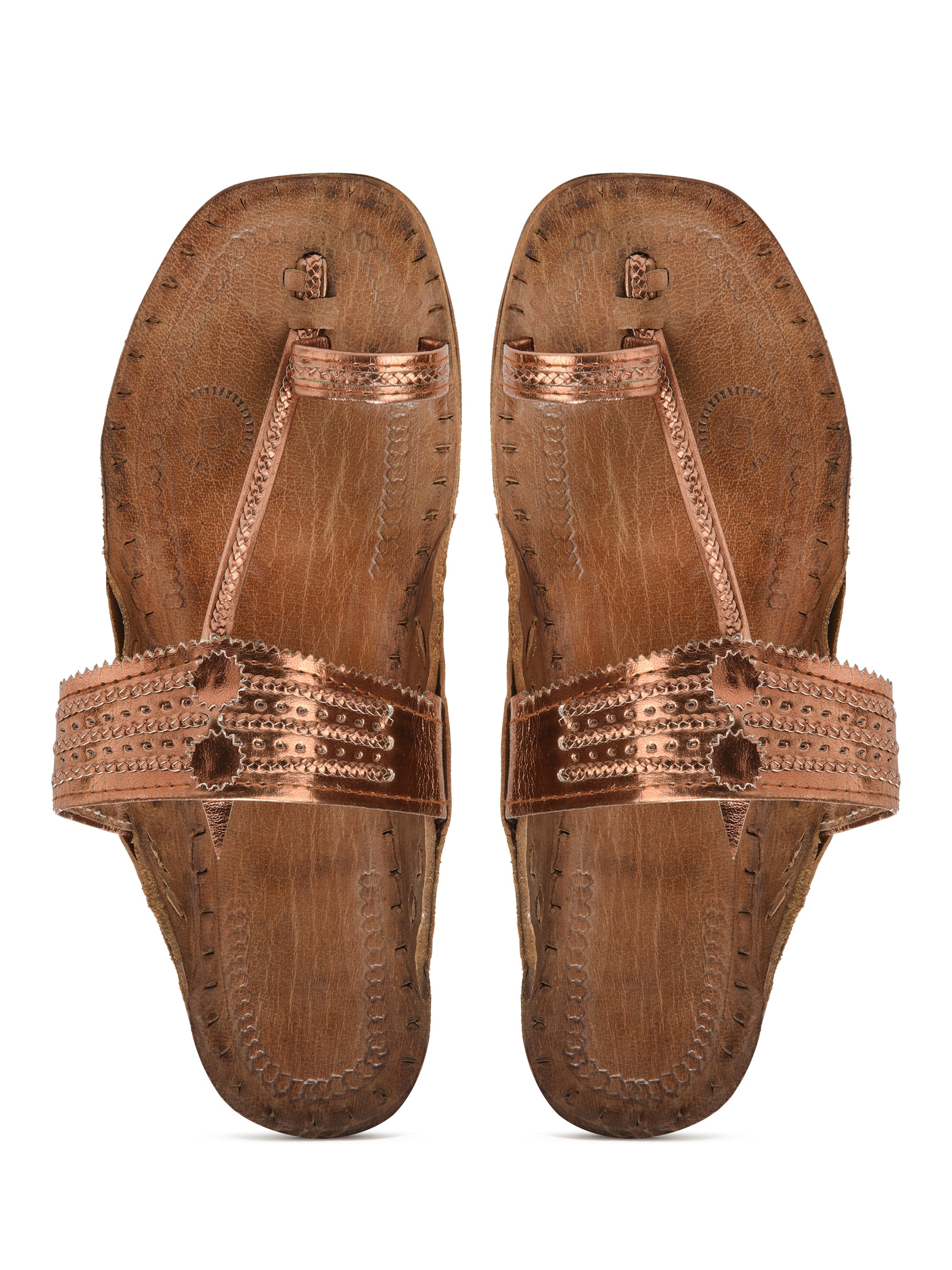 Women's Leather Copper Kolhapuri Sandal