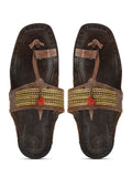 Kolapuri Centre Leather Brown Kolhapuri Jari Sandal