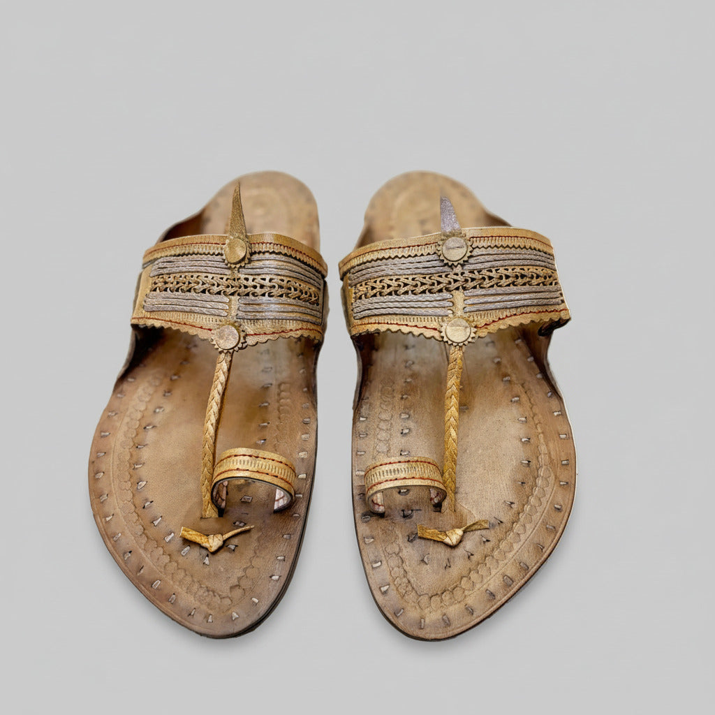 Kolapuri Centre Leather Tan Kolhapuri Sandal
