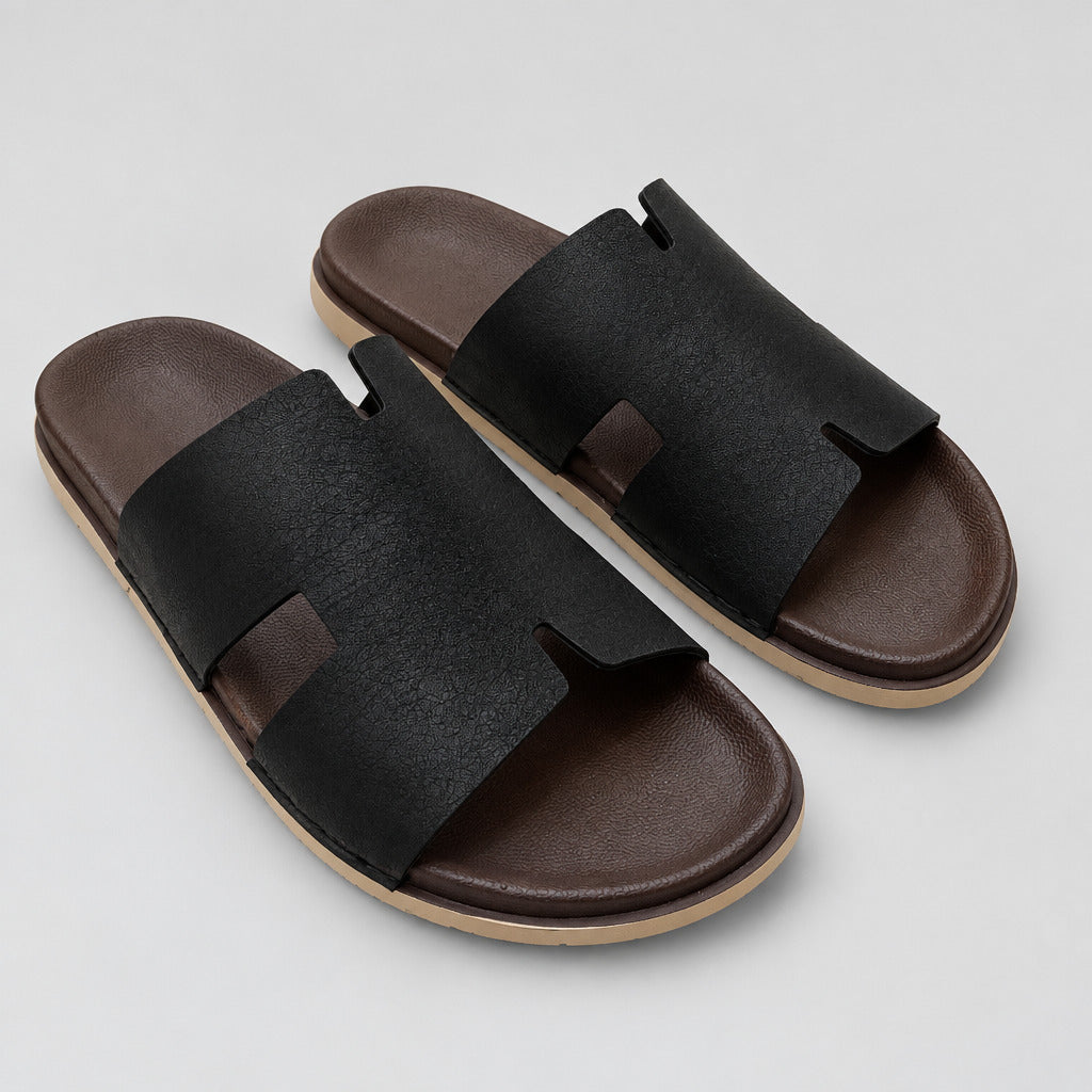 Black Comfort Sandals For Men