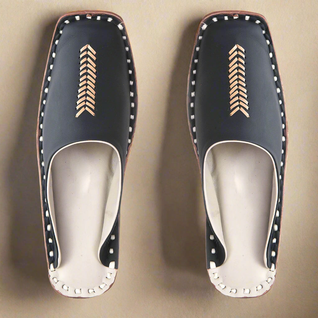 Leather Black Jutis For Men