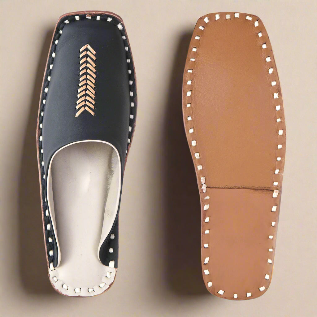 Leather Black Jutis For Men