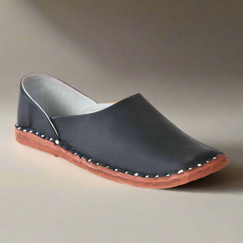 Leather Black Jutis For Men