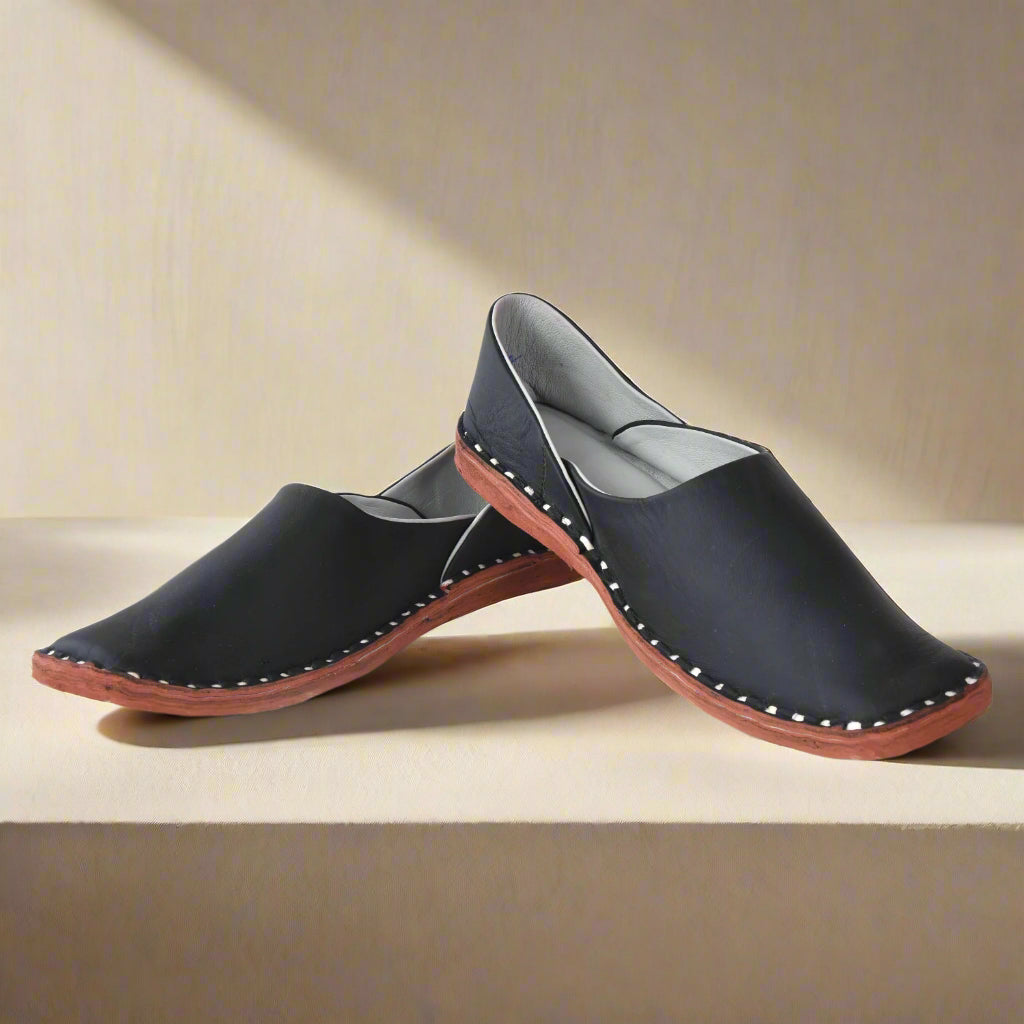 Leather Black Jutis For Men