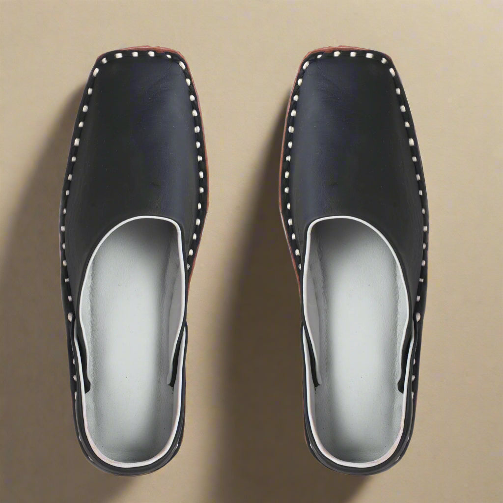 Leather Black Jutis For Men
