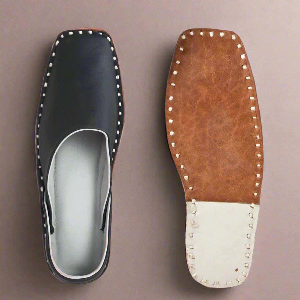 Leather Black Jutis For Men