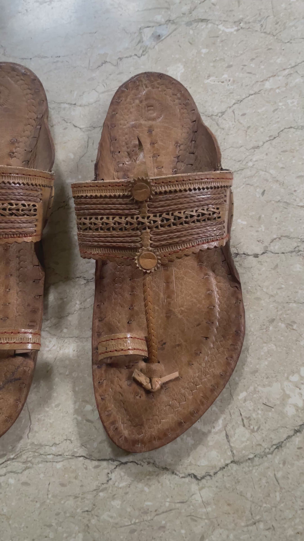 Kolapuri Centre Leather Tan Kolhapuri Sandal