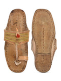 Kolapuri Centre Leather Tan Kolhapuri Jari Sandal