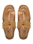 Kolapuri Centre Leather Tan Kolhapuri Jari Sandal