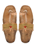 Kolapuri Centre Leather Tan Kolhapuri Jari Sandal