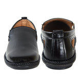 Kolapuri Centre Designer Black Jutis For Men