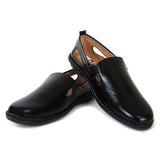 Kolapuri Centre Designer Black Jutis For Men