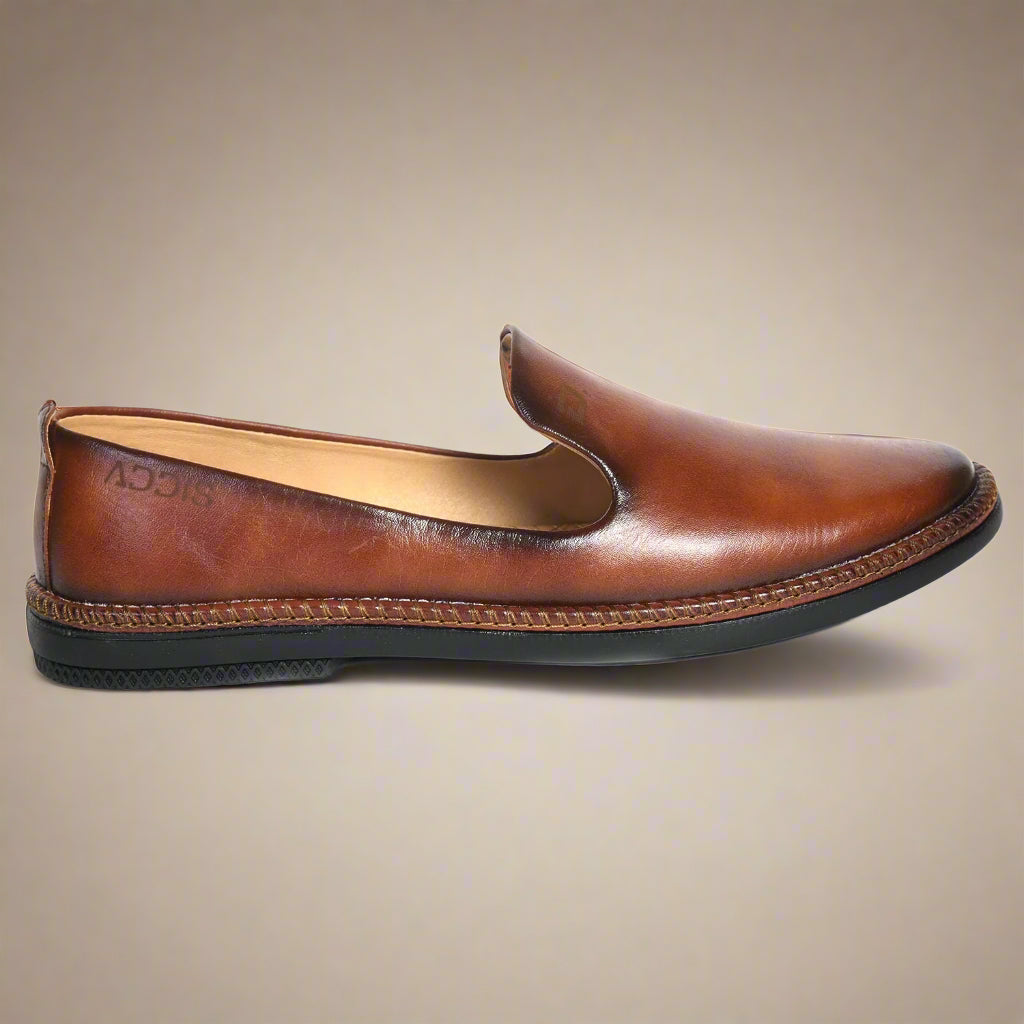 Kolapuri Centre Designer Brown Jutis For Men
