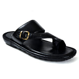 Men's Pure Leather Black Chappals