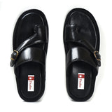 Men's Pure Leather Black Chappals